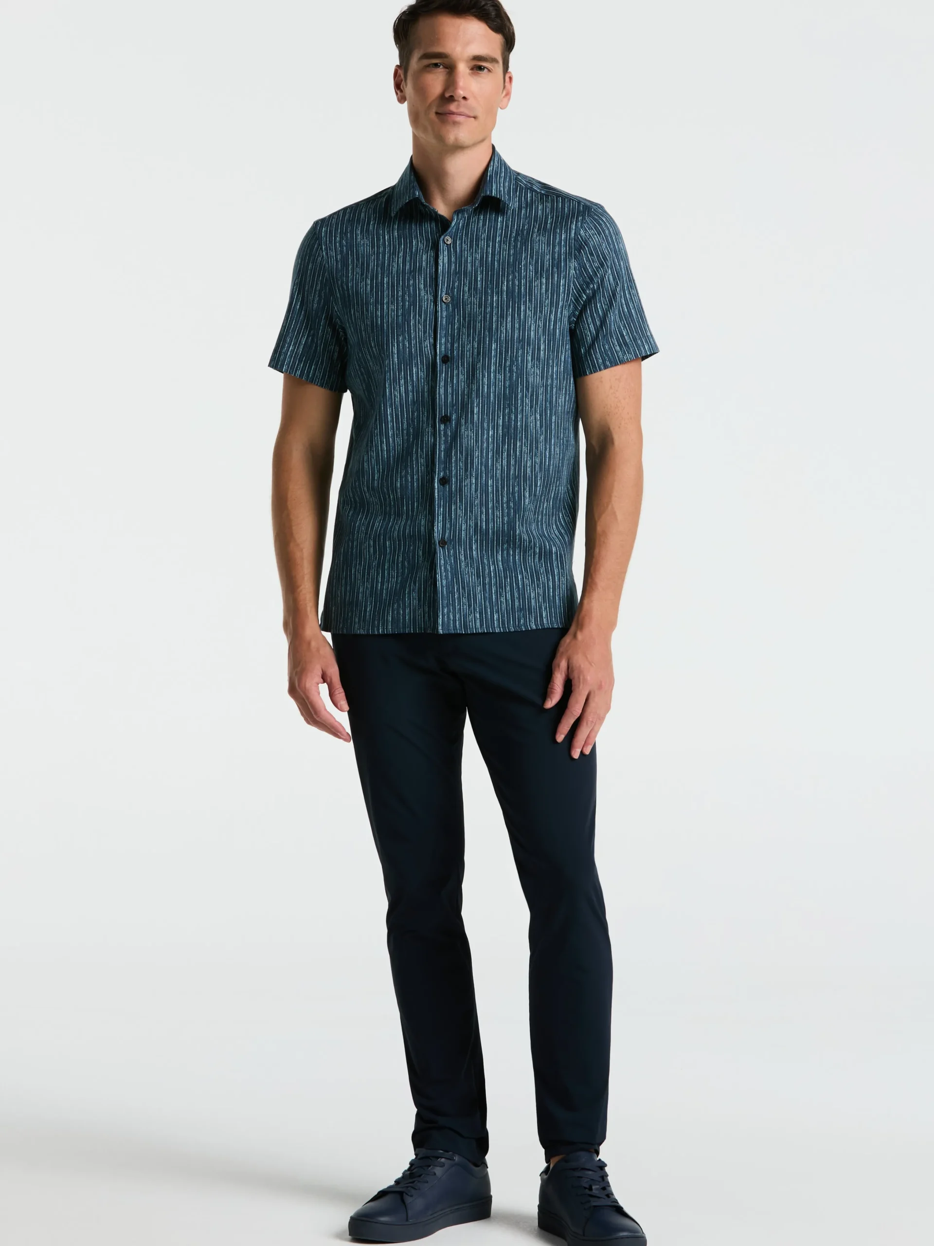 Short Sleeve Button Down Striped Shirt