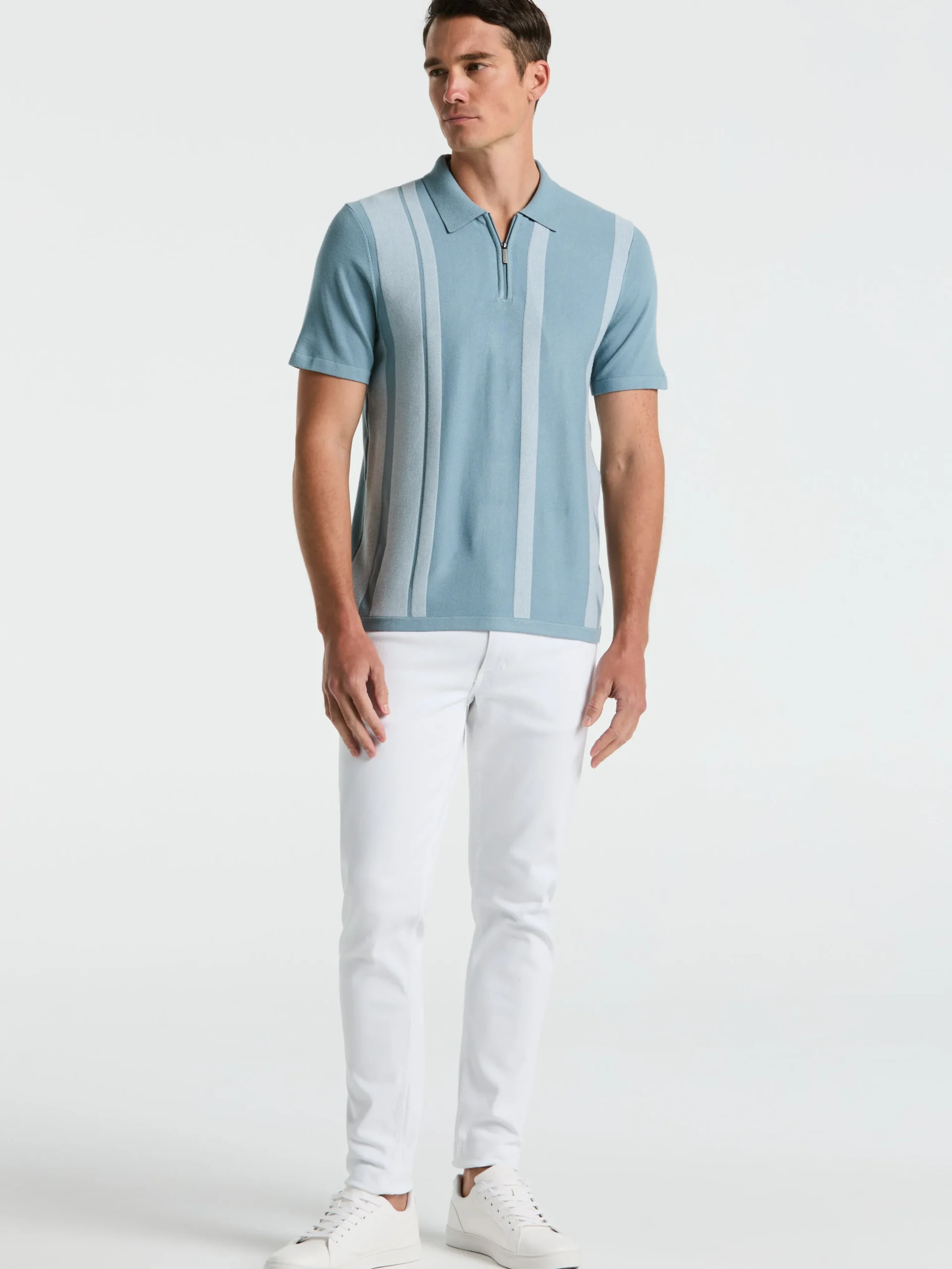 Short Sleeve Tech Stretch Zip Polo