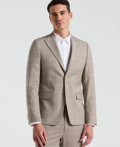 Skinny Fit Windowpane Pattern Suit Jacket