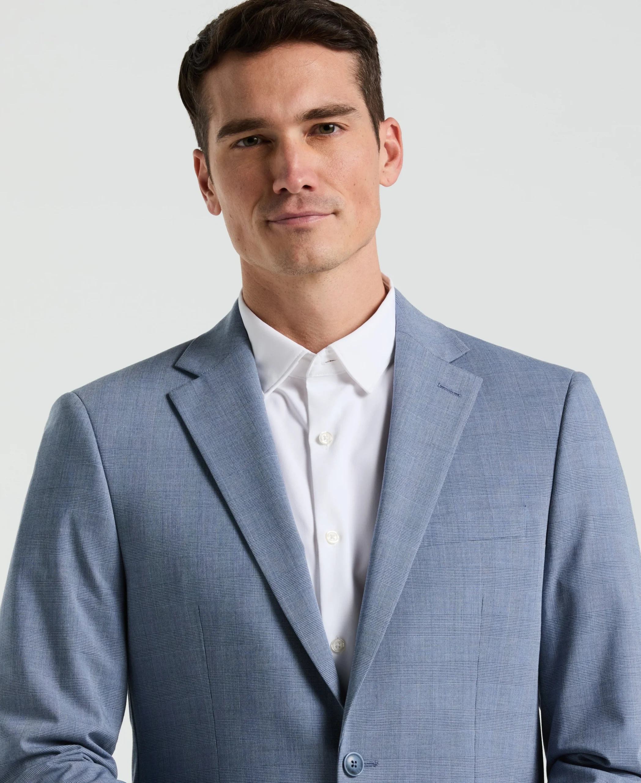 Slim Fit Blue Plaid Print Suit