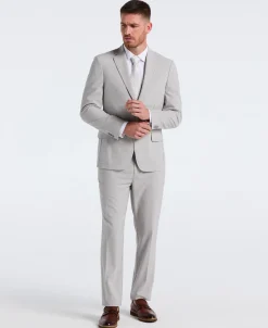 Slim Fit Gray Seersucker Stripe Suit