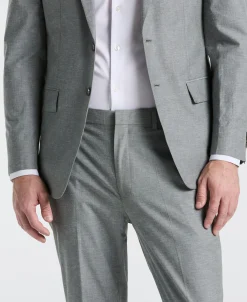 Slim Fit Gray Solid Linen Blend Suit