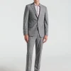 Slim Fit Gray Windowpane Pattern Suit
