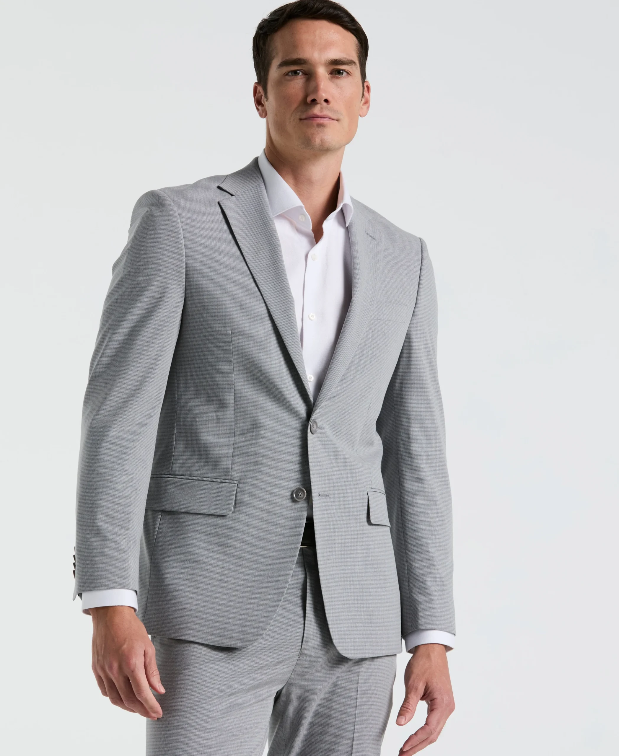 Slim Fit Mini Grid Pattern Suit Jacket