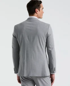 Slim Fit Mini Grid Pattern Suit Jacket