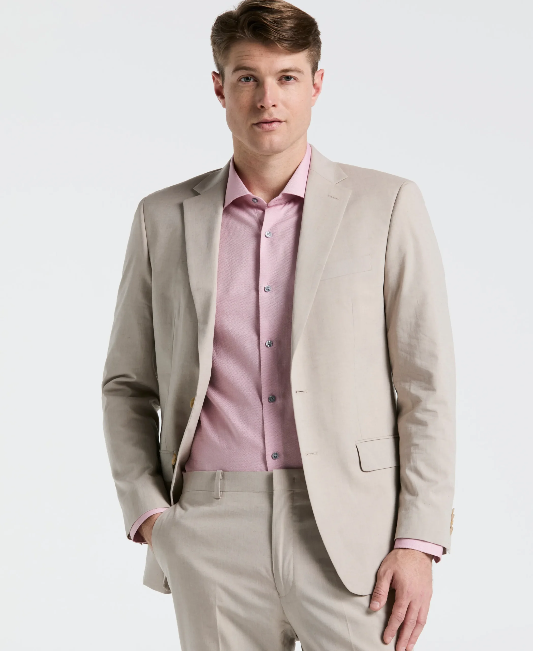 Slim Fit Solid Linen Blend Suit Jacket