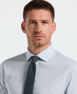 Slim Fit Stretch Cotton Blend Plaid Dress Shirt