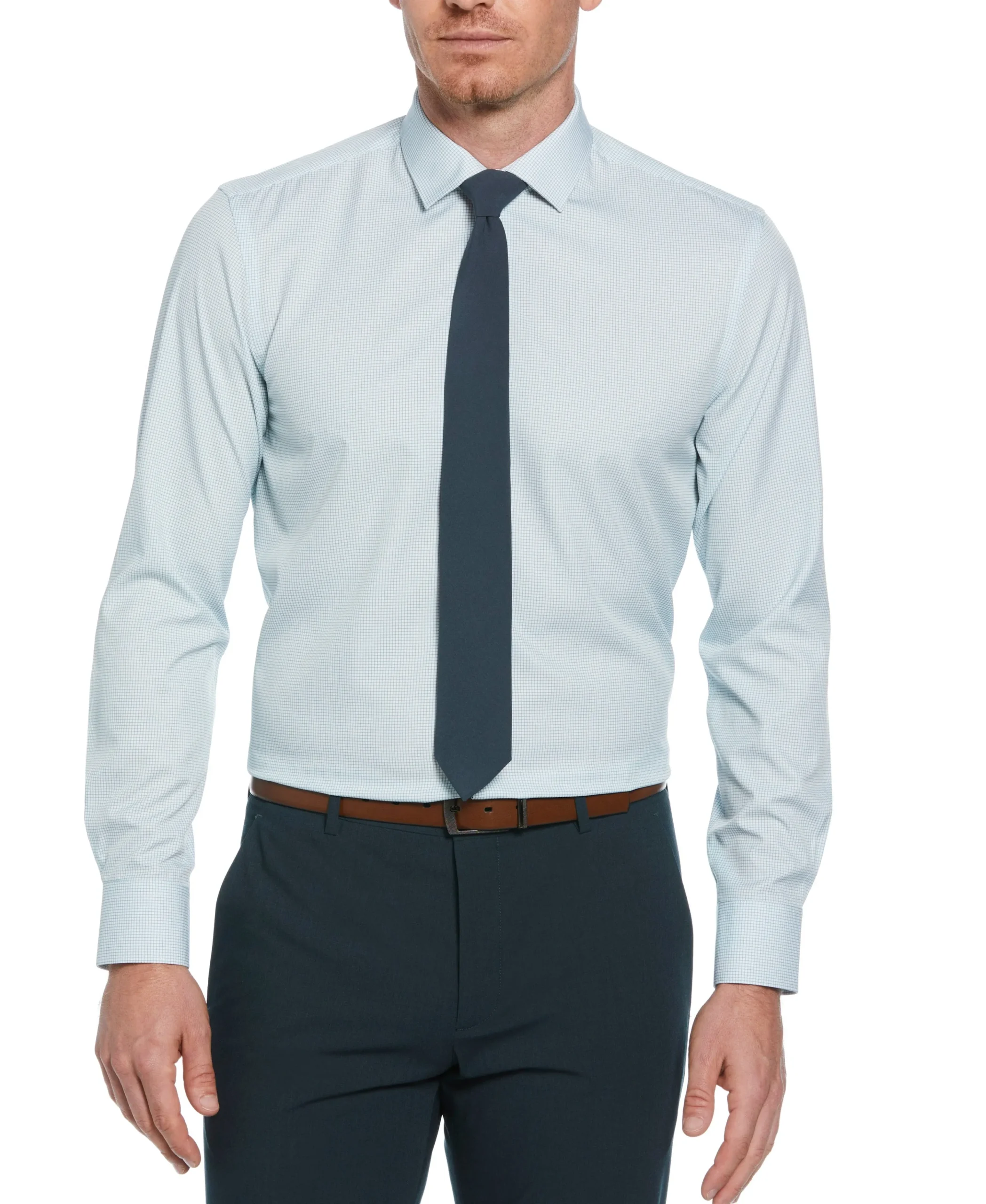 Slim Fit Stretch Small Check Dress Shirt