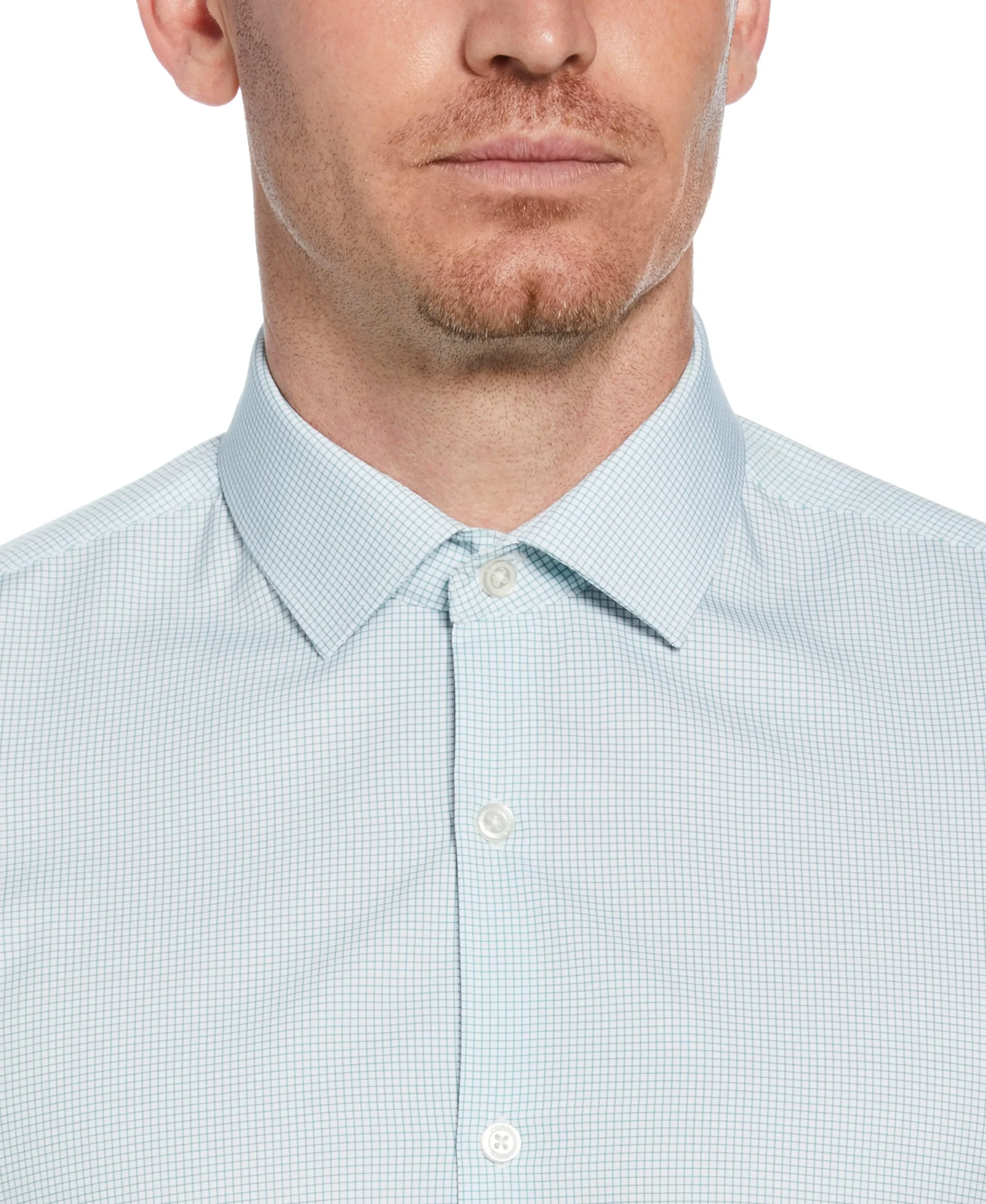 Slim Fit Stretch Small Check Dress Shirt