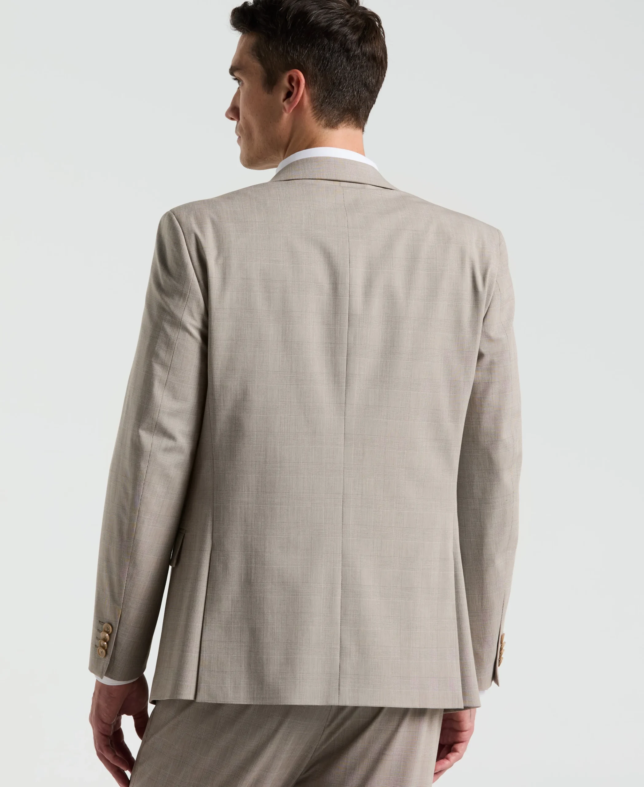 Slim Fit Tan Plaid Print Suit