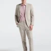 Slim Fit Tan Solid Linen Blend Suit