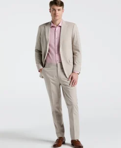 Slim Fit Tan Solid Linen Blend Suit