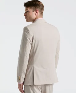 Slim Fit Tan Solid Linen Blend Suit
