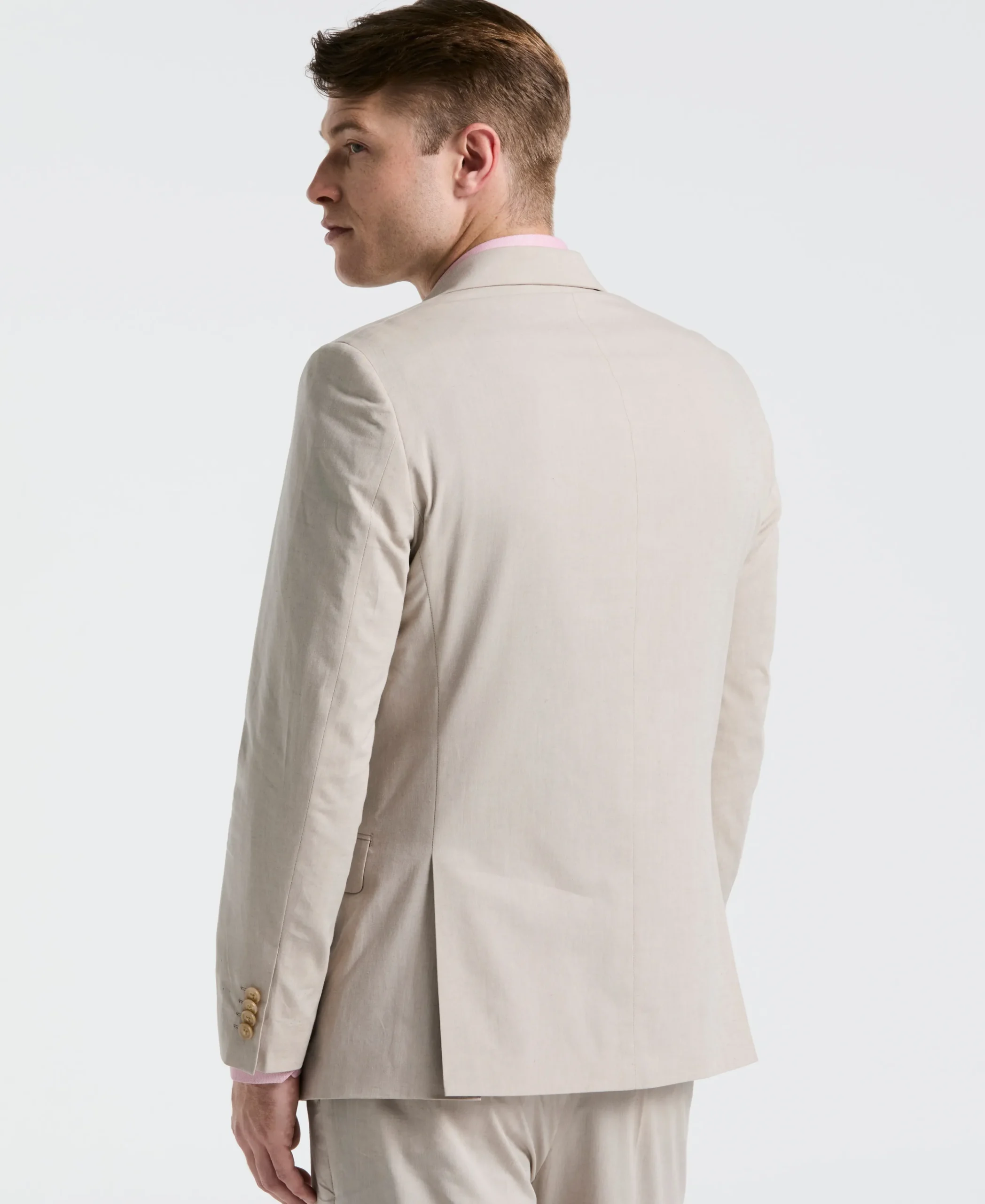 Slim Fit Tan Solid Linen Blend Suit