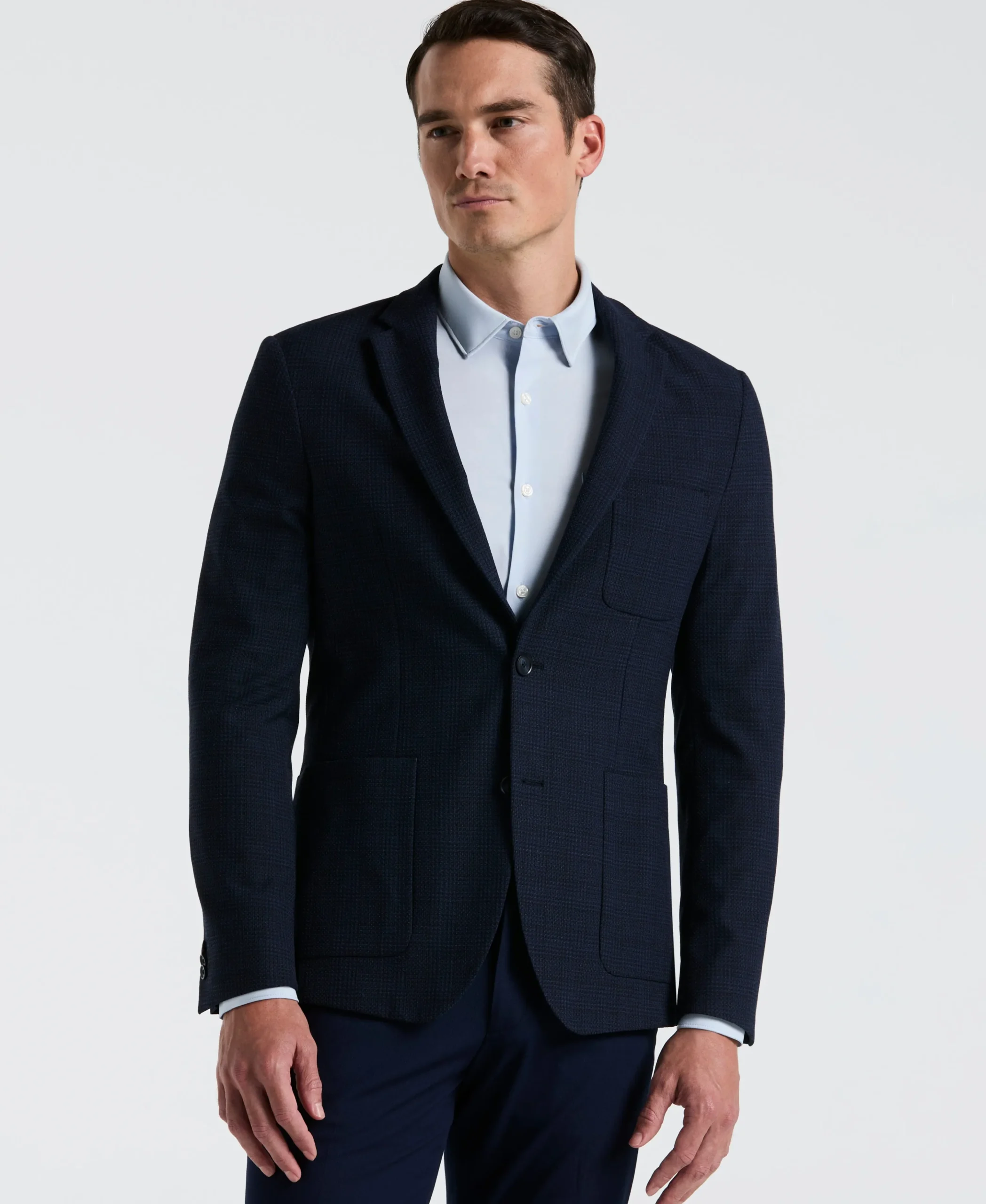 Slim Fit Textured Plaid Sport Jacket