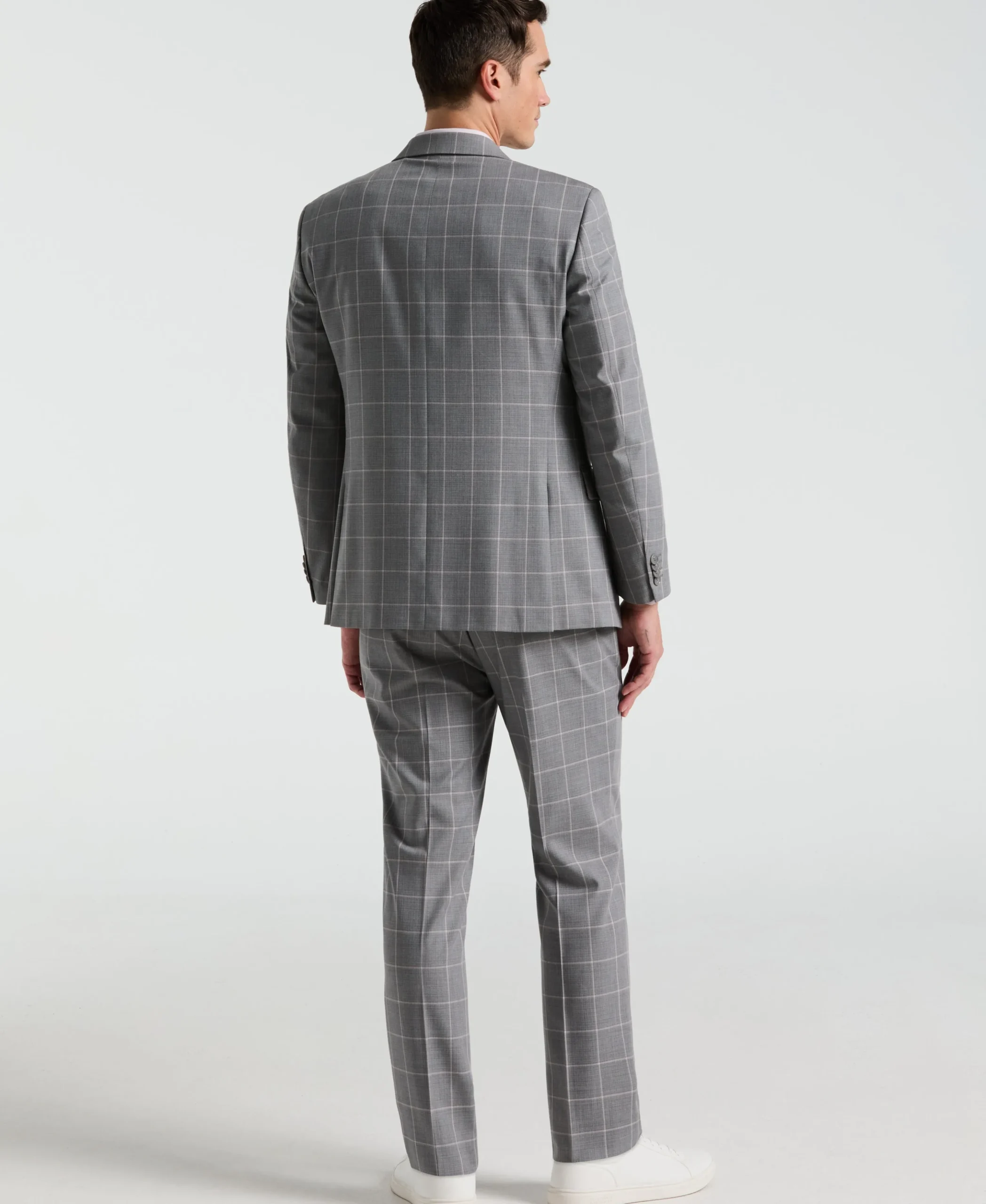 Slim Fit Windowpane Pattern Suit Pant
