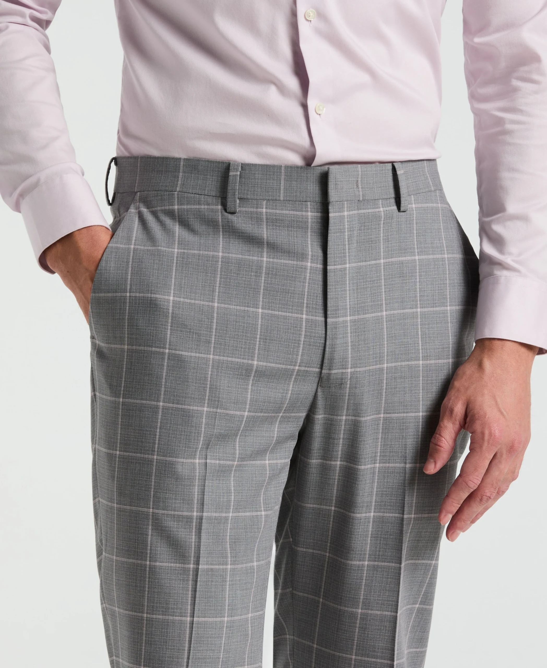 Slim Fit Windowpane Pattern Suit Pant