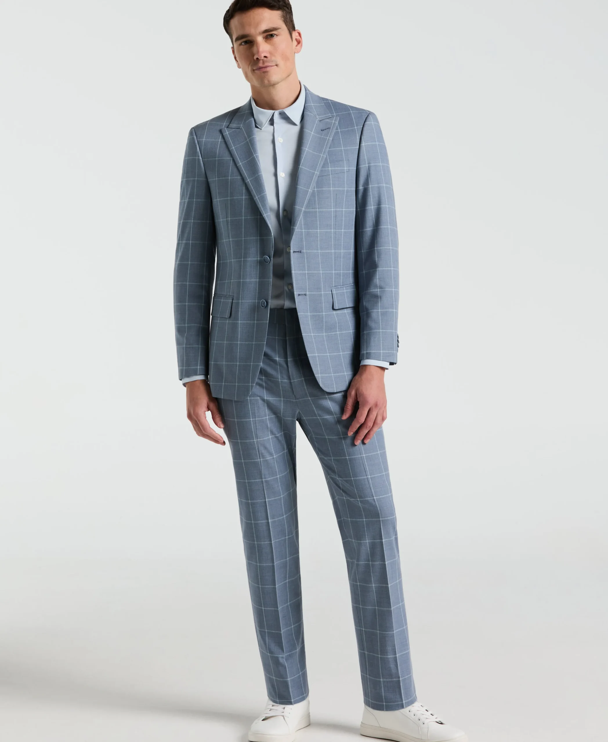 Slim Fit Windowpane Pattern Suit Pant