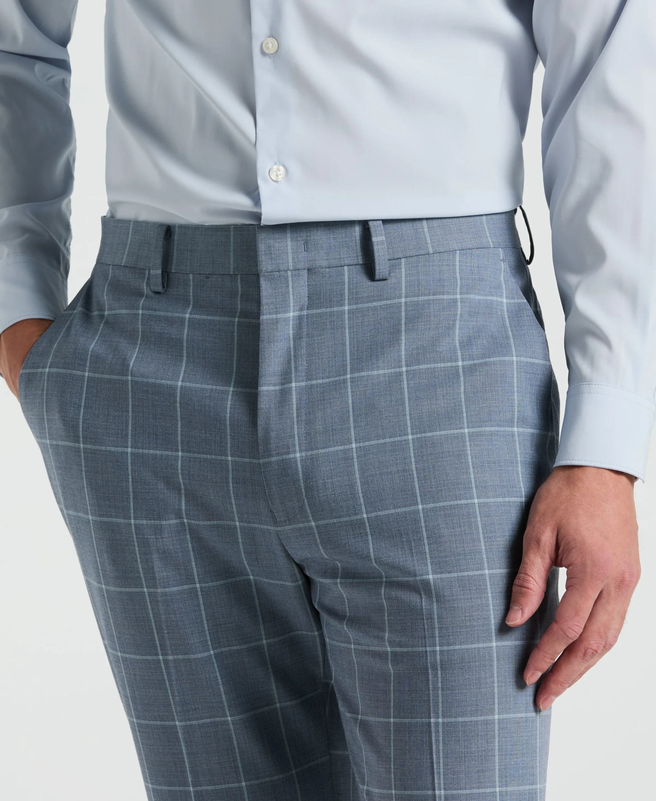 Slim Fit Windowpane Pattern Suit Pant