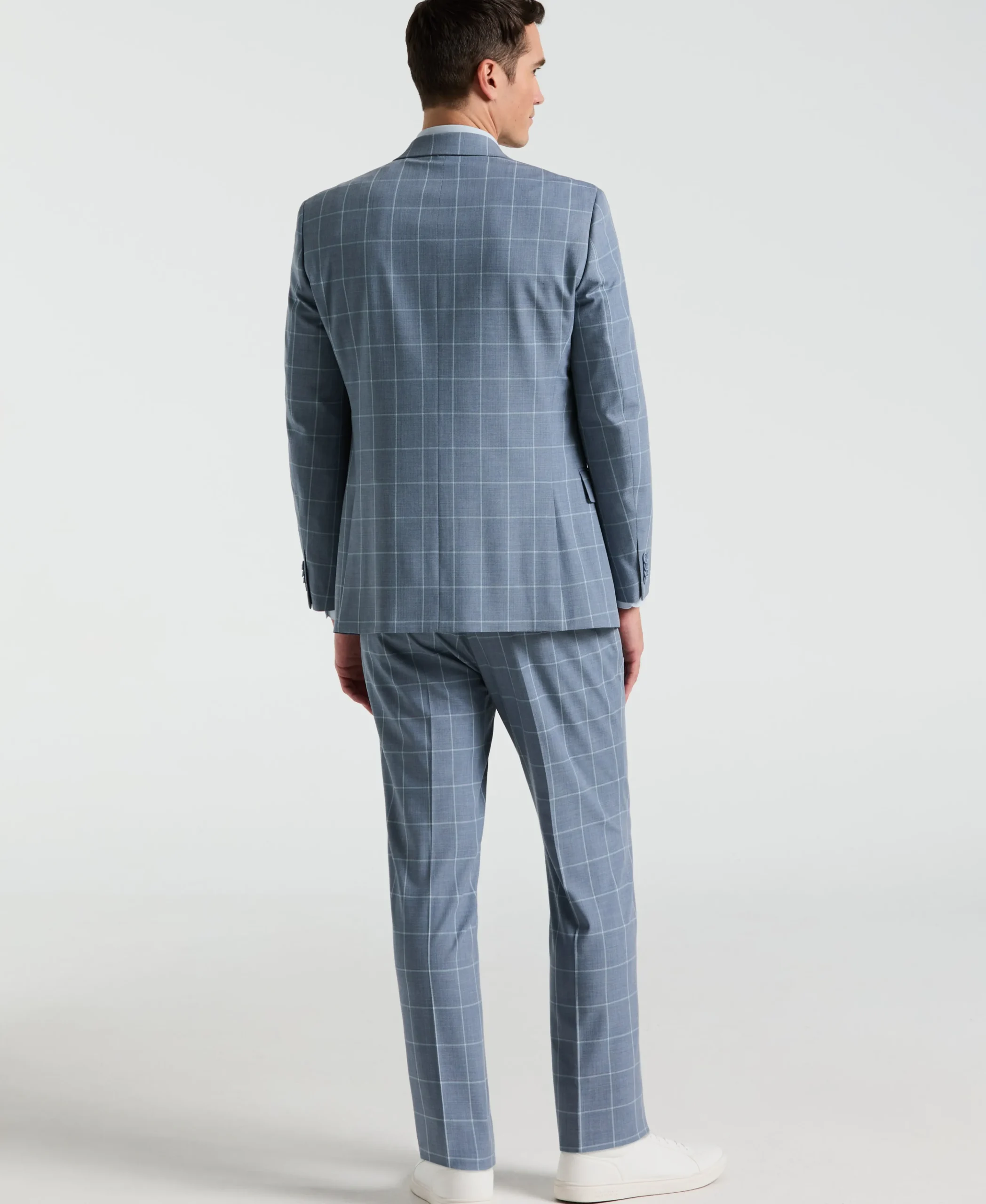 Slim Fit Windowpane Pattern Suit Pant