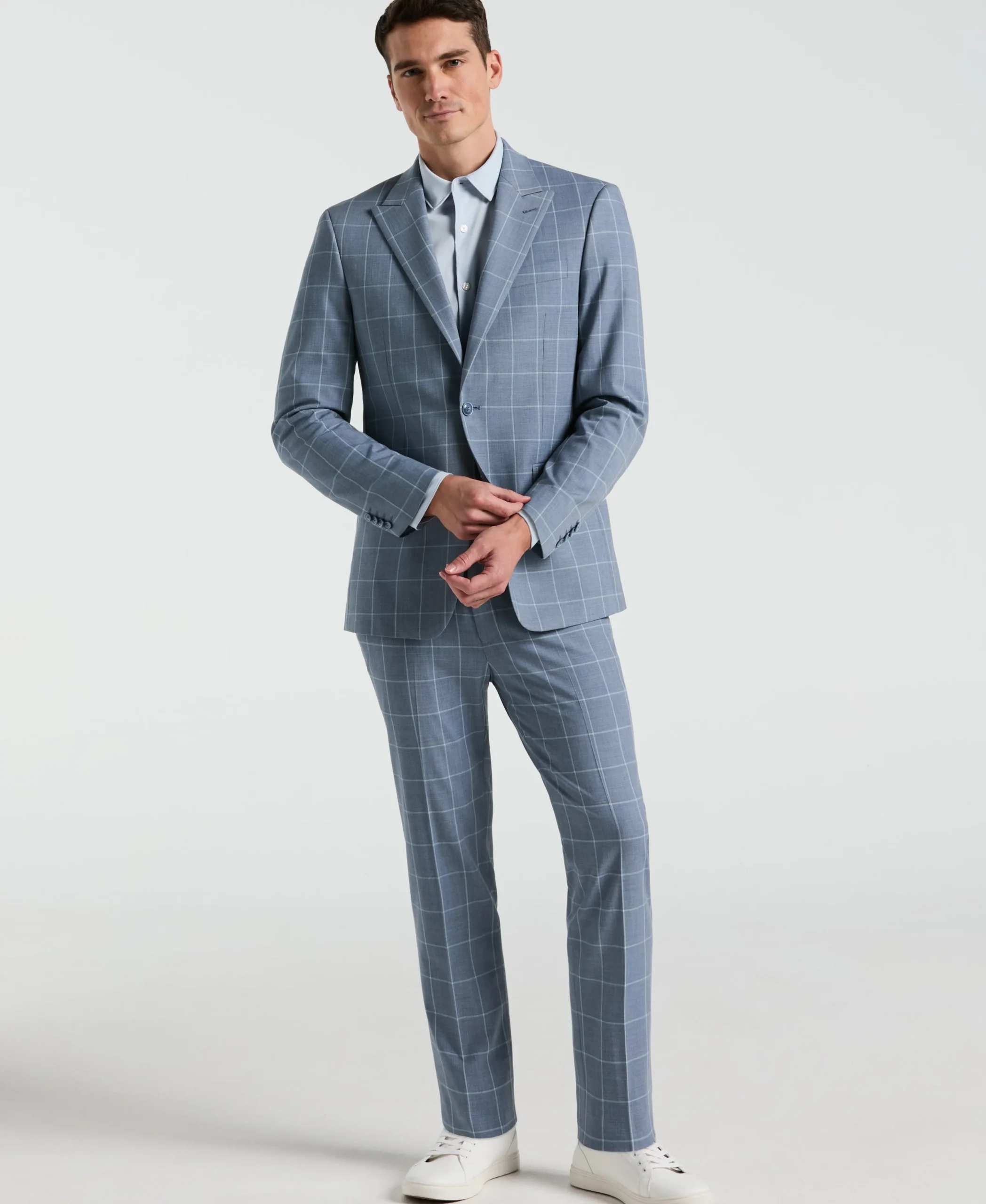 Slim Fit Windowpane Pattern Suit Jacket