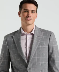 Slim Fit Windowpane Pattern Suit Jacket
