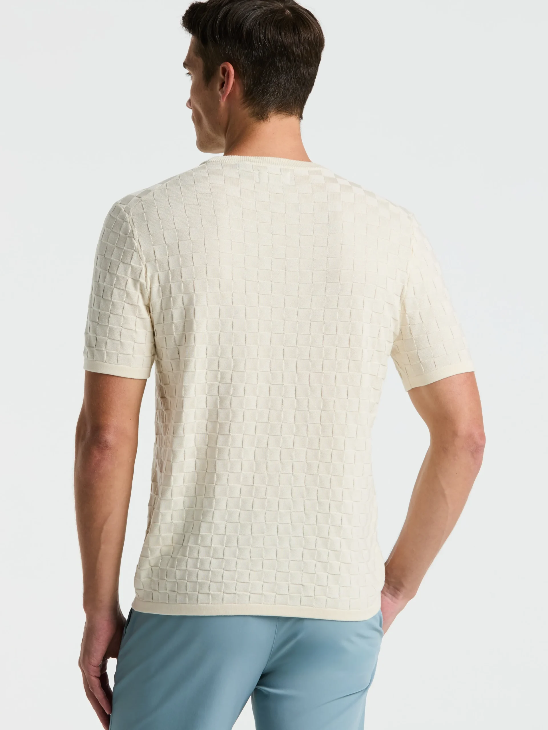Square Pattern Crew Neck Sweater Tee