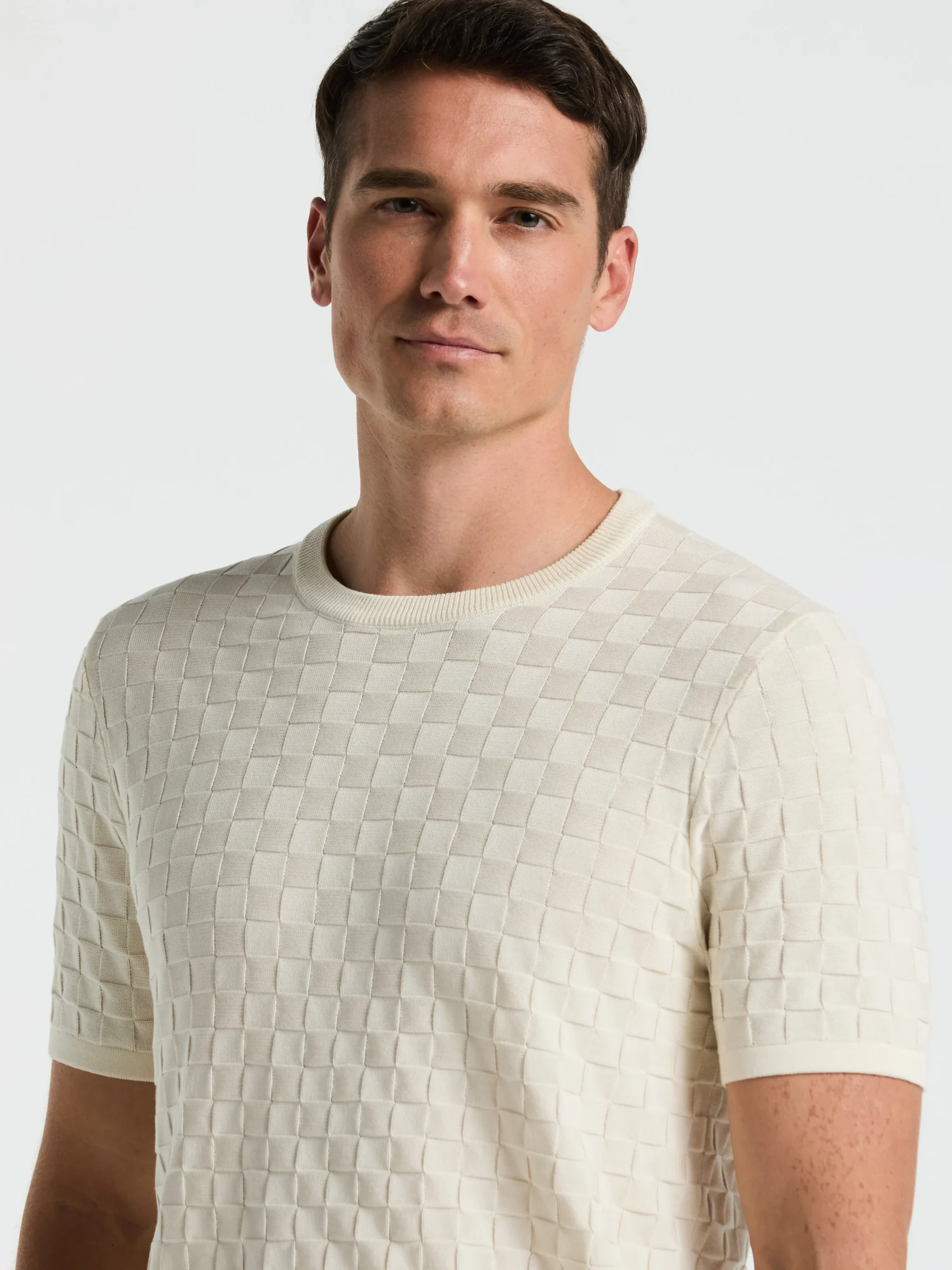 Square Pattern Crew Neck Sweater Tee
