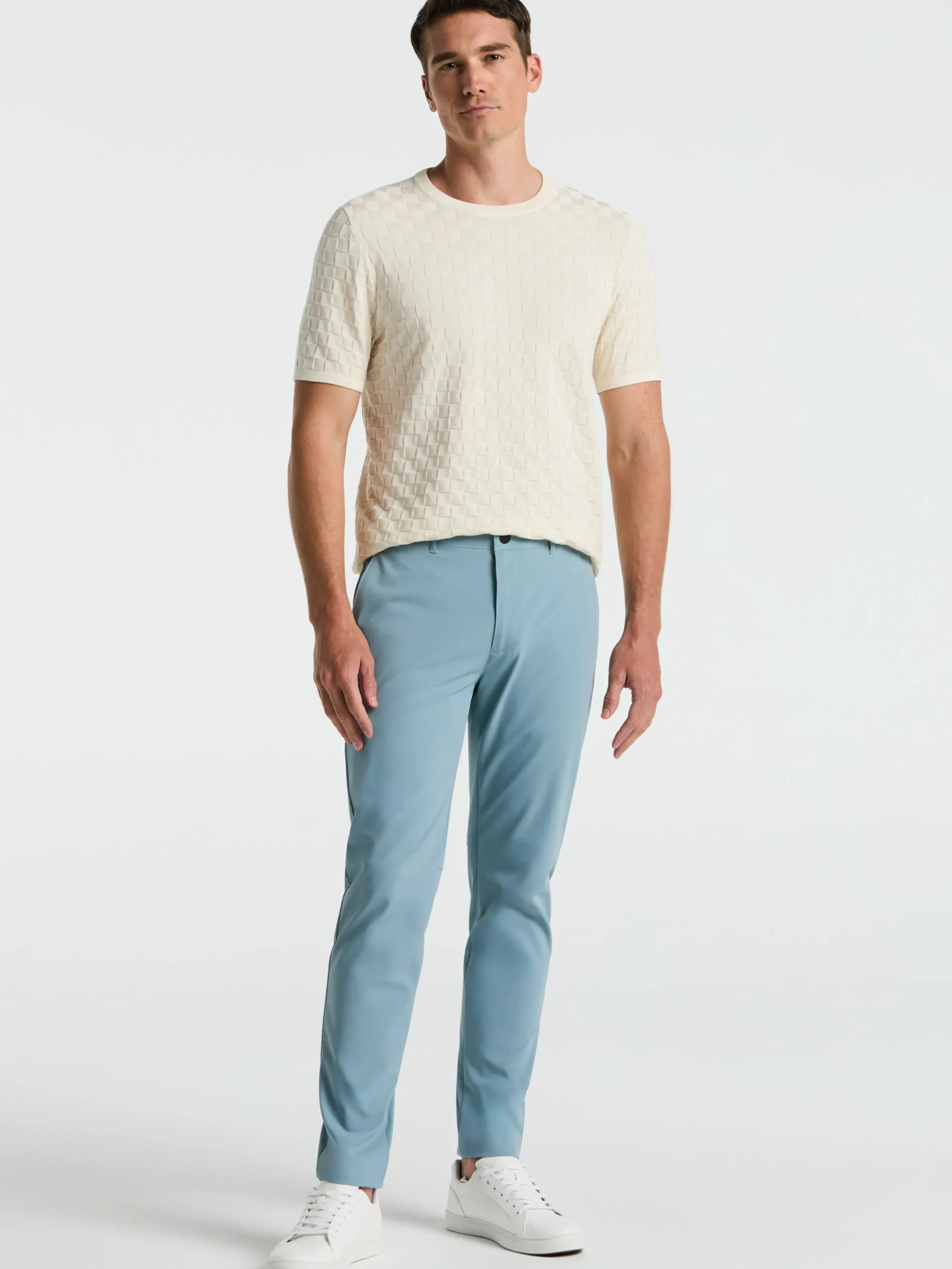 Square Pattern Crew Neck Sweater Tee