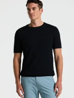 Square Pattern Crew Neck Sweater Tee