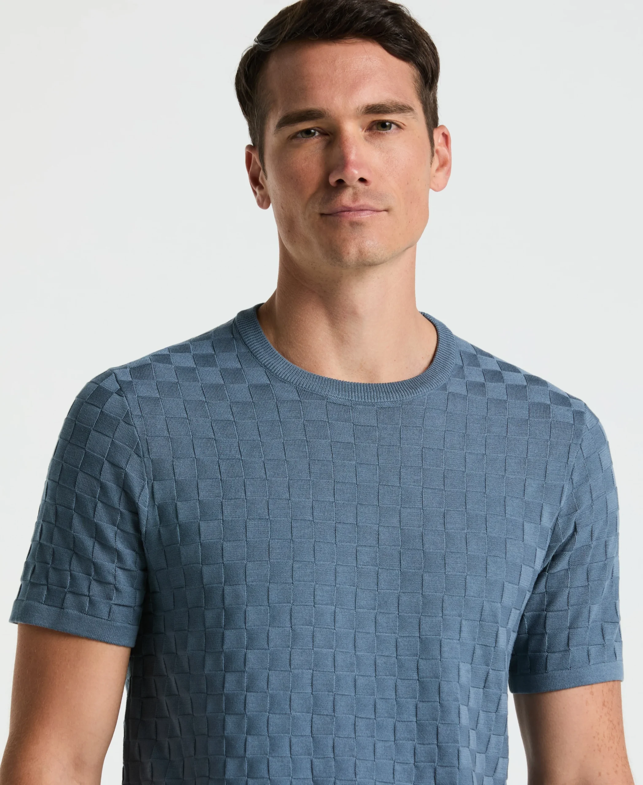 Square Pattern Crew Neck Sweater Tee