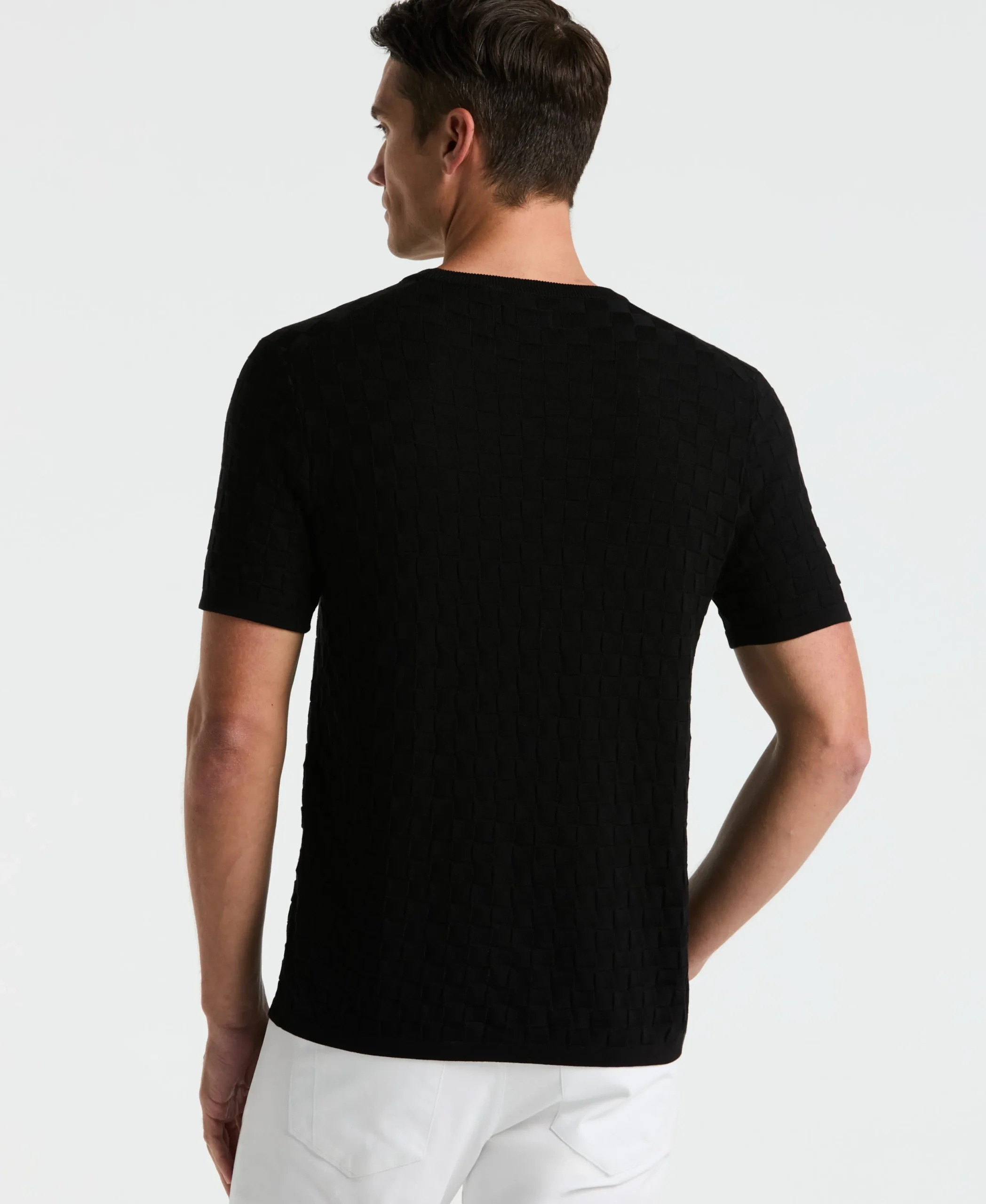 Square Pattern Crew Neck Sweater Tee