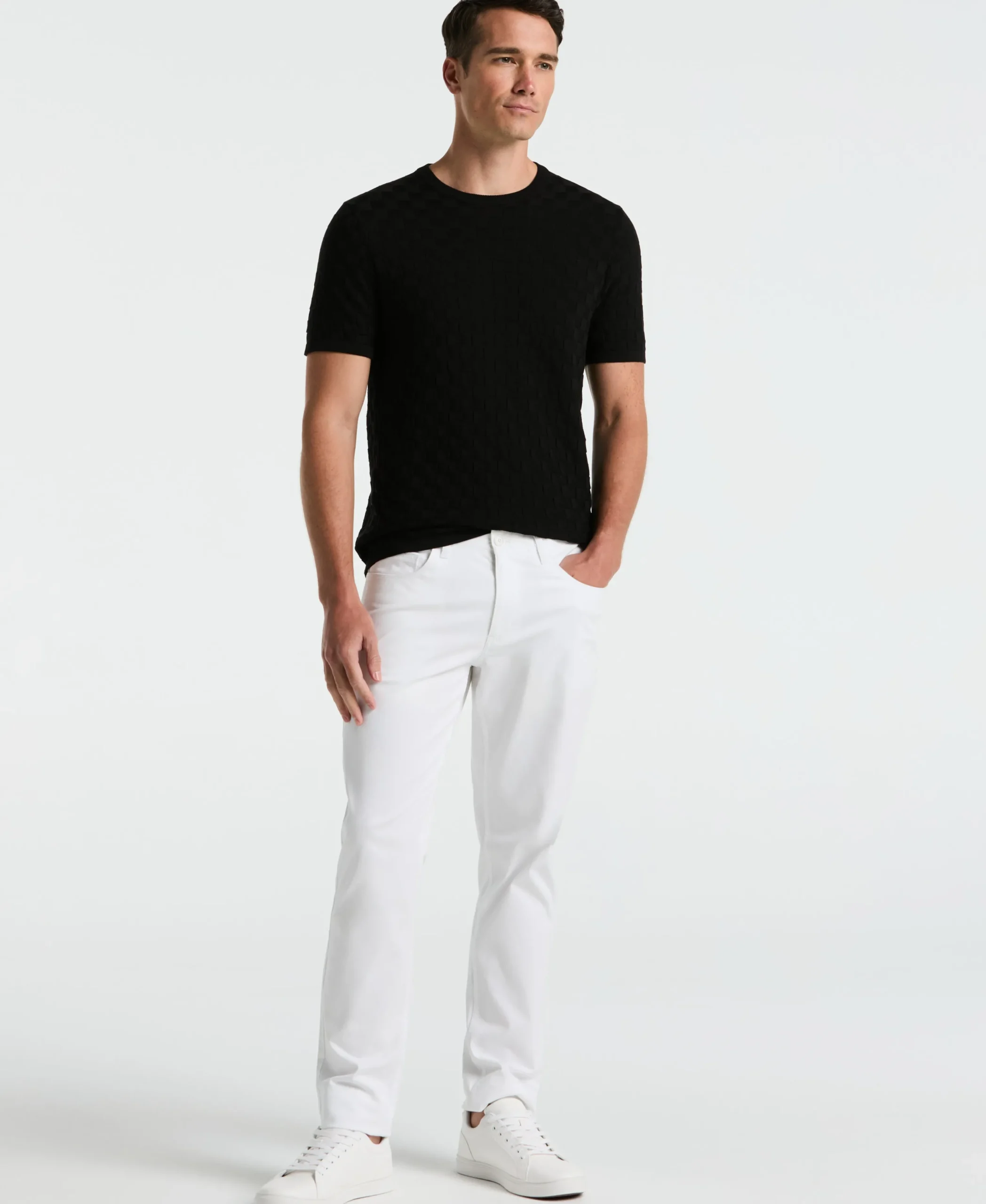 Square Pattern Crew Neck Sweater Tee
