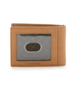 Tan Leather Money Clip Wallet