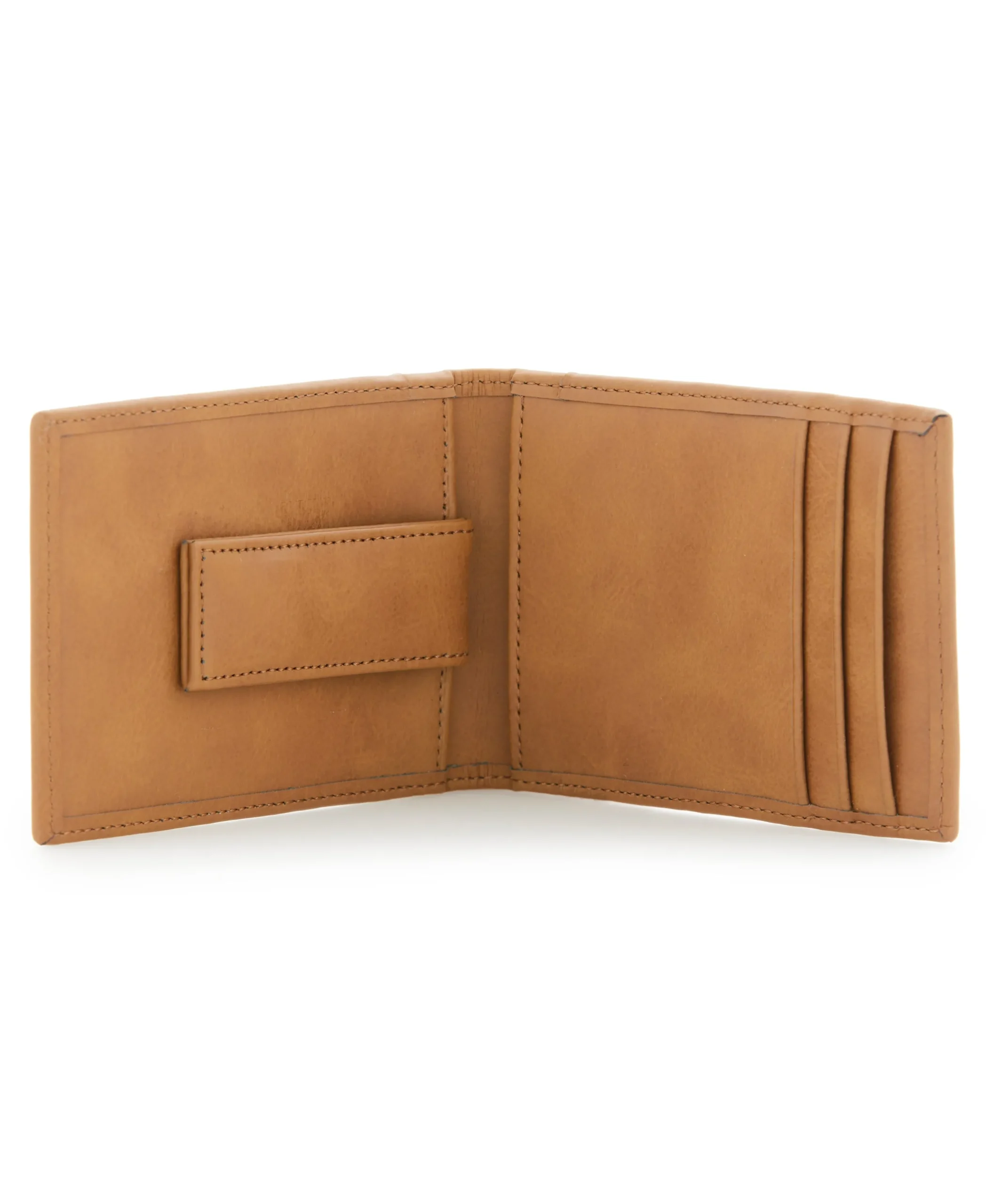 Tan Leather Money Clip Wallet