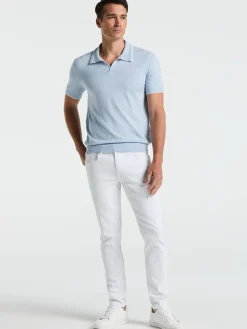 Tech Knit Open Collar Tipped Sweater Polo