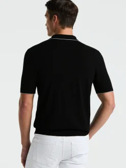Tech Knit Open Collar Tipped Sweater Polo