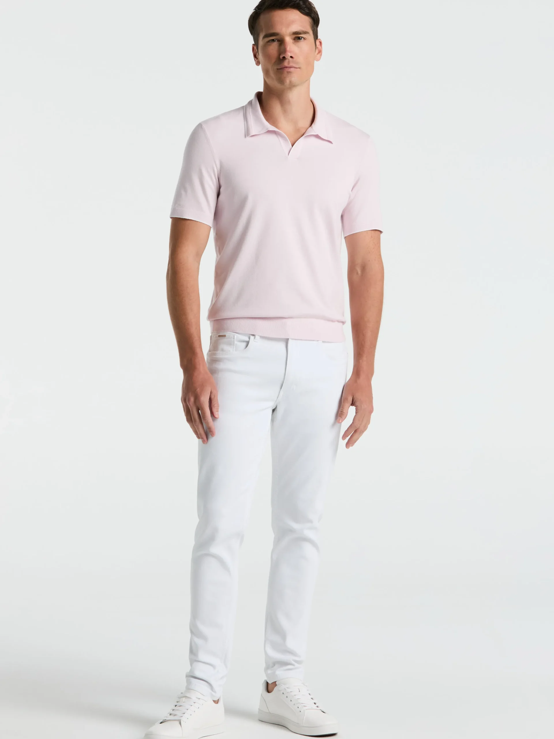 Tech Knit Open Collar Tipped Sweater Polo
