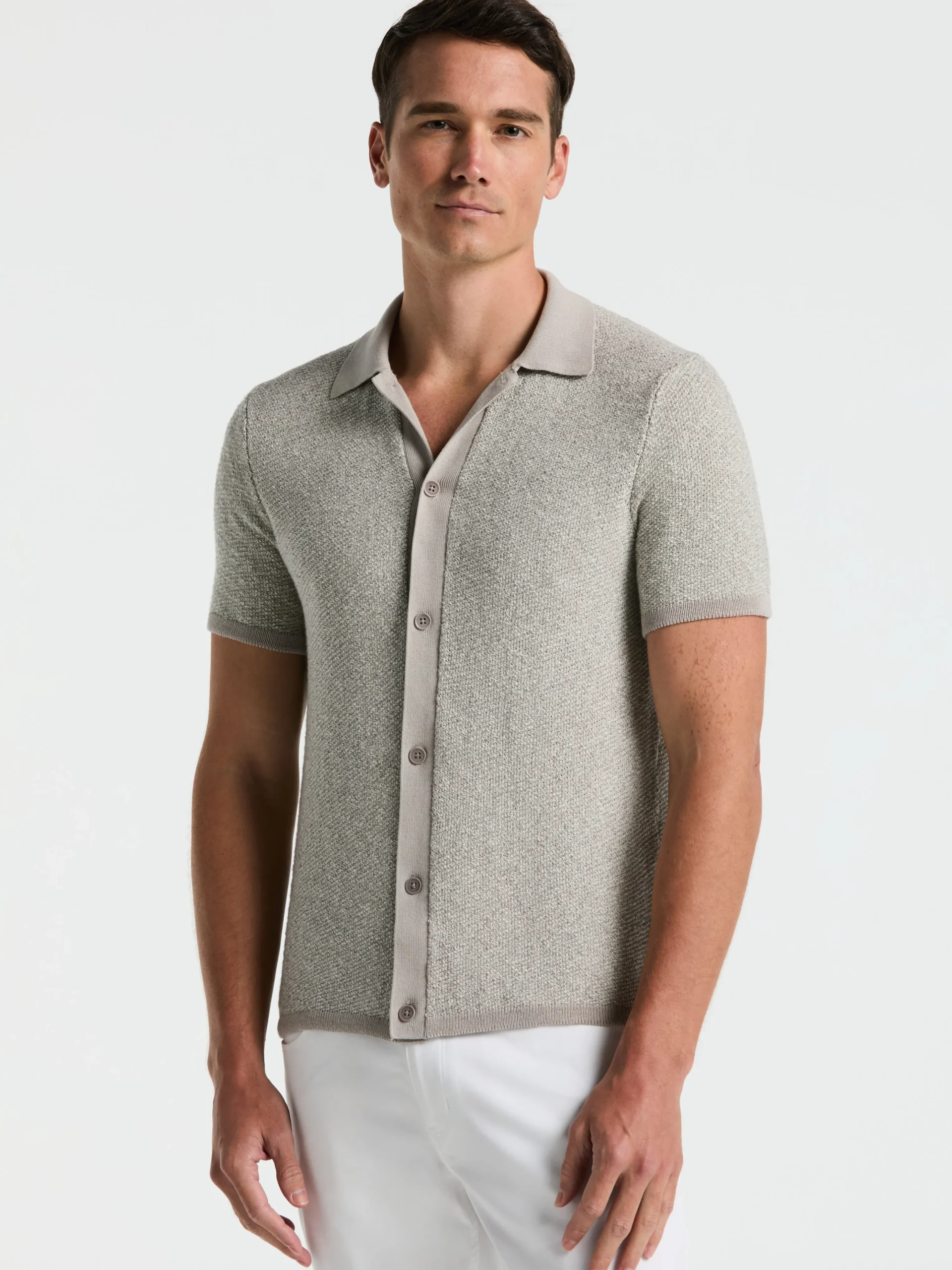 Two Tone Button Front Polo Sweater