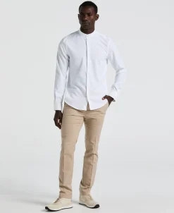 Untucked Total Stretch Slim Fit Banded Collar Shirt - White
