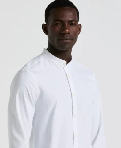 Untucked Total Stretch Slim Fit Banded Collar Shirt - White