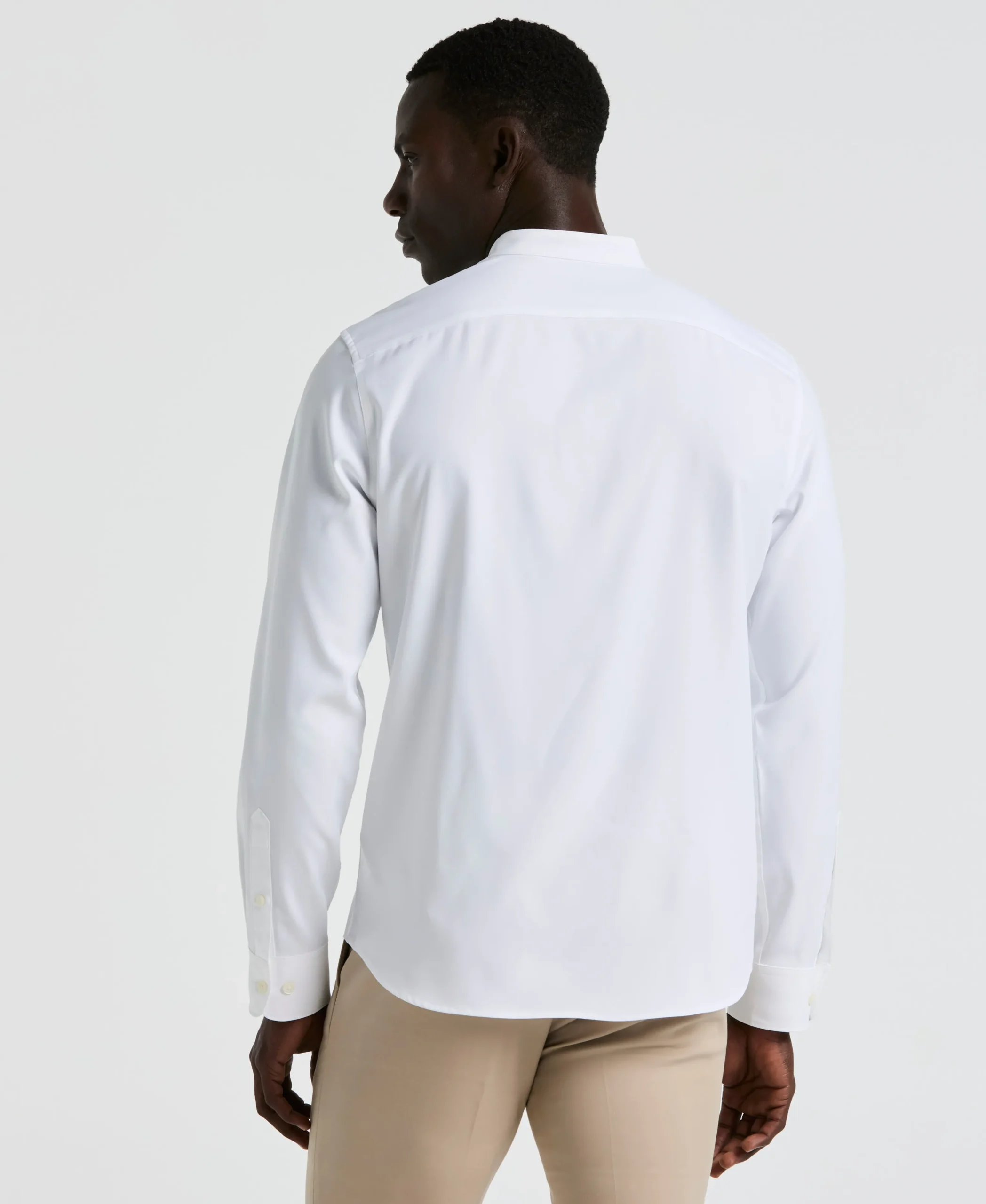 Untucked Total Stretch Slim Fit Banded Collar Shirt - White