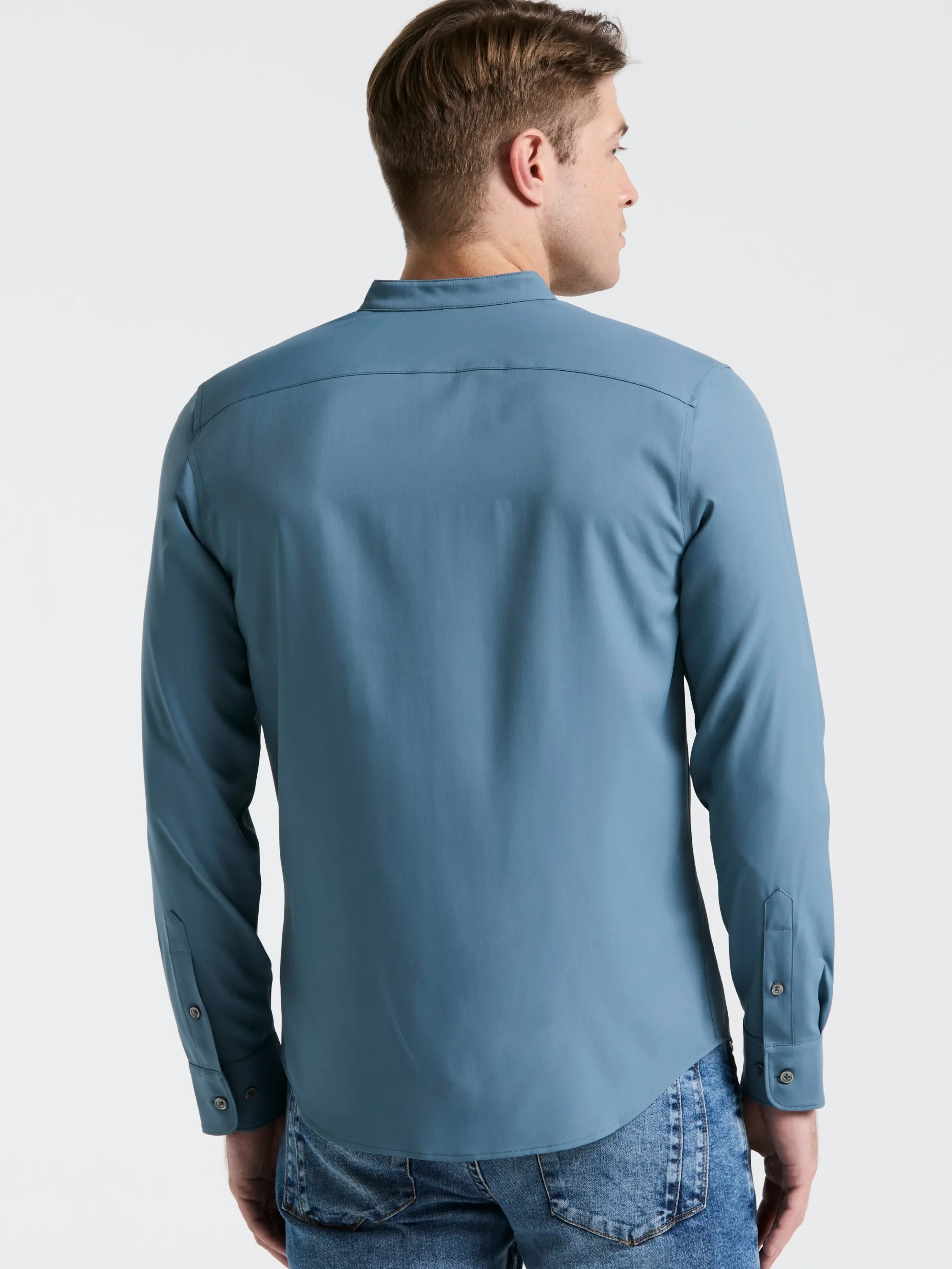 Untucked Total Stretch Slim Fit Banded Collar Shirt