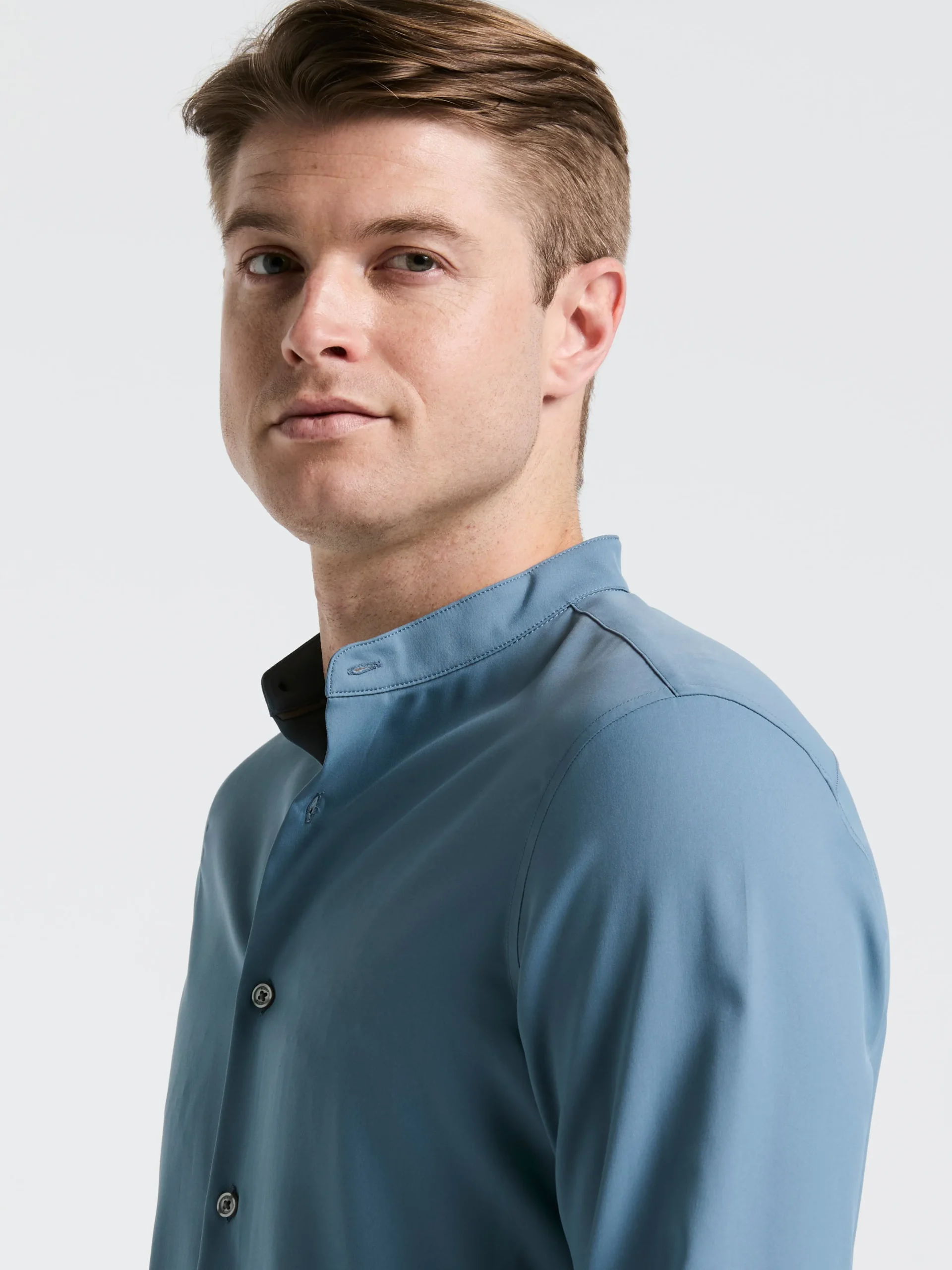 Untucked Total Stretch Slim Fit Banded Collar Shirt