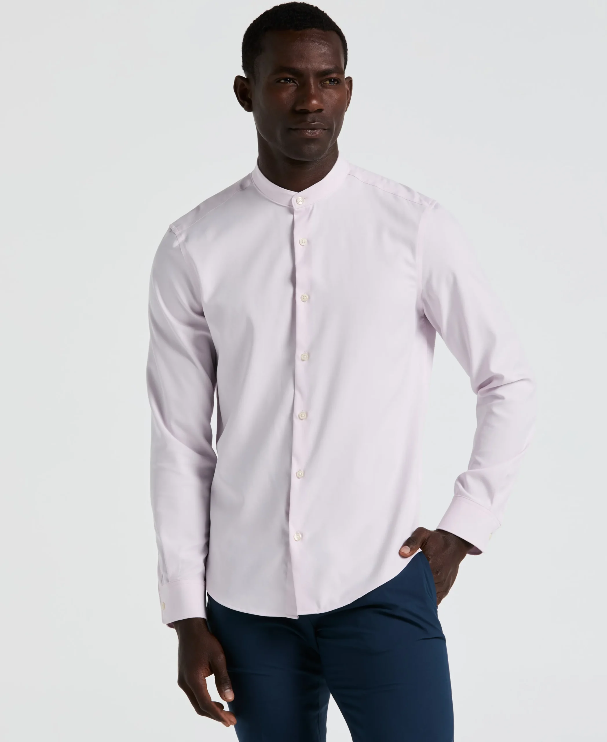 Untucked Total Stretch Slim Fit Banded Collar Shirt