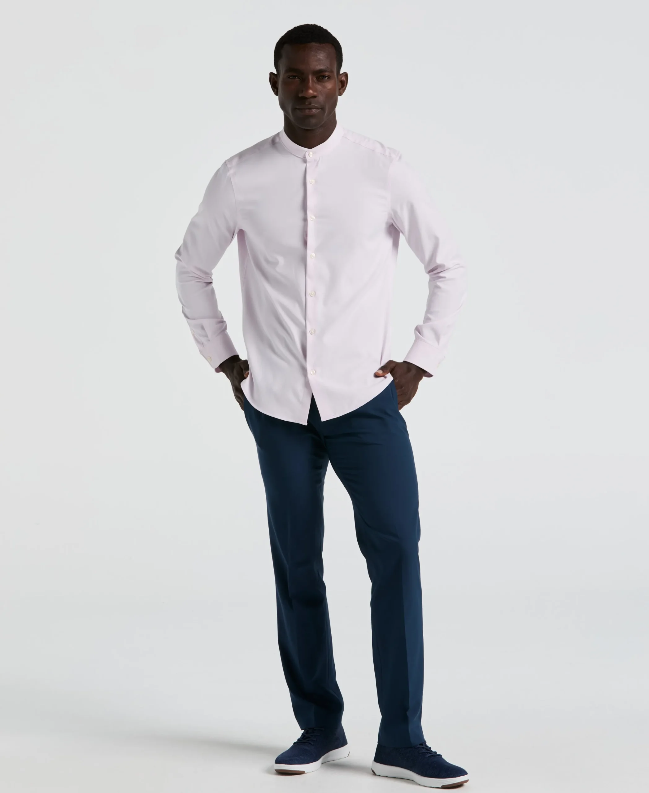 Untucked Total Stretch Slim Fit Banded Collar Shirt