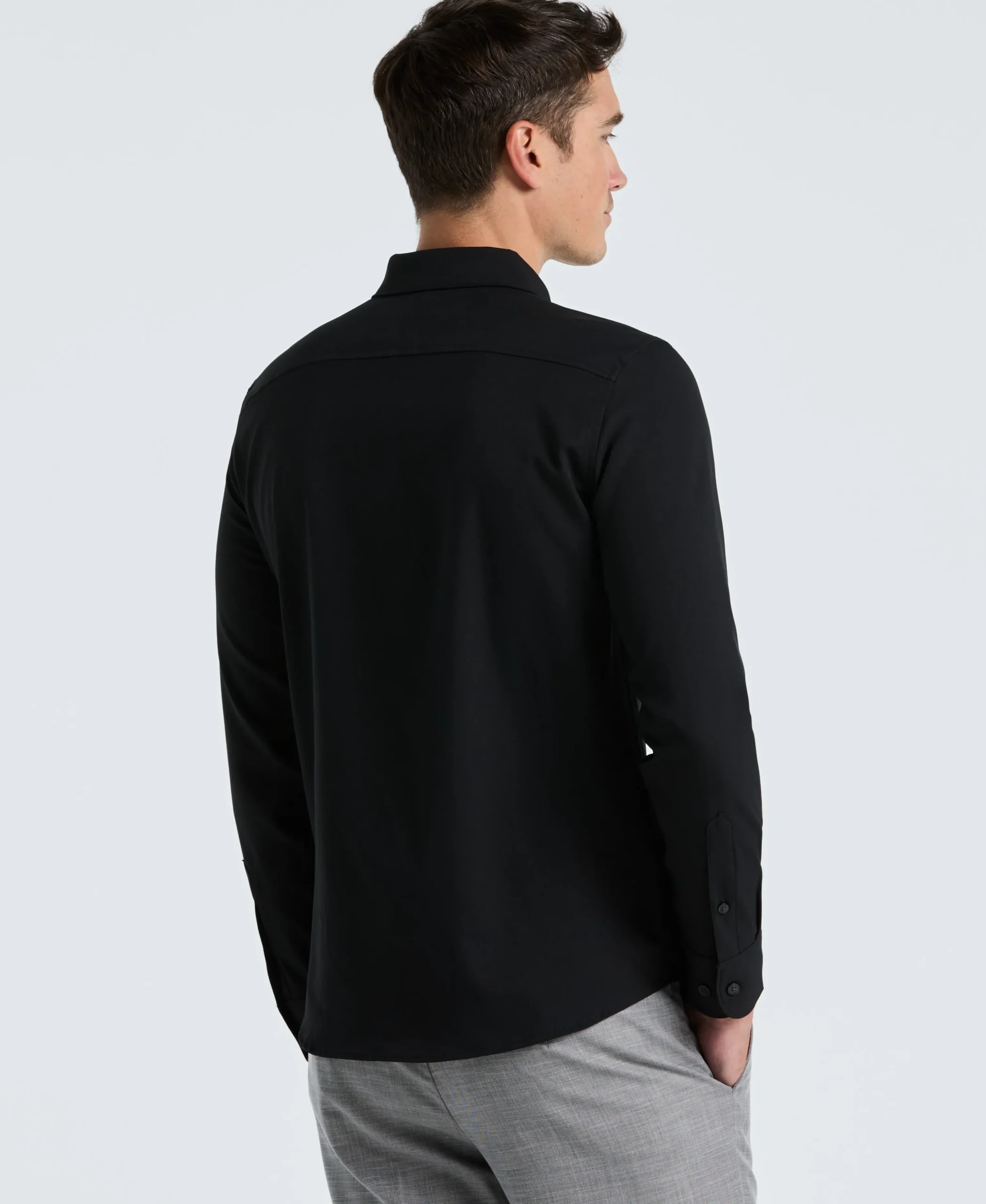 Untucked Total Stretch Slim Fit Solid Shirt - Black