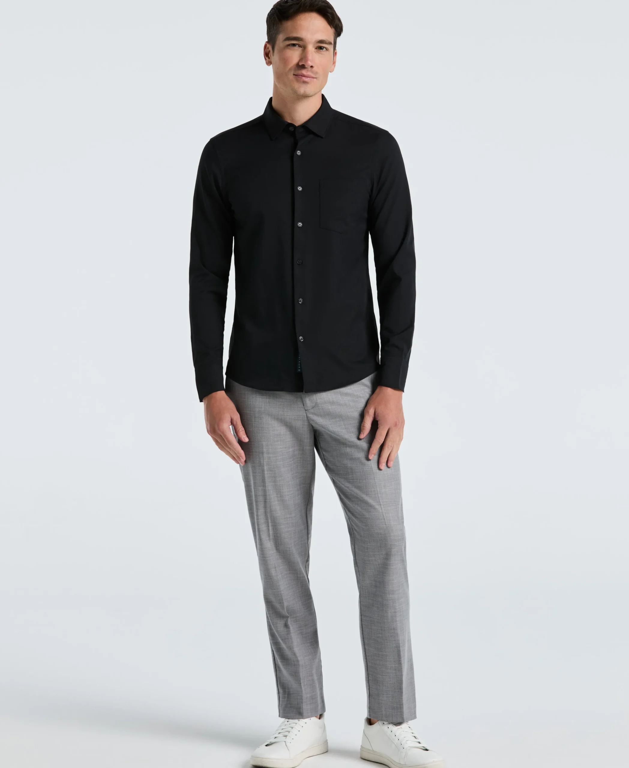 Untucked Total Stretch Slim Fit Solid Shirt - Black
